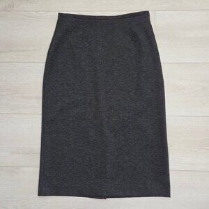 Emma James Knit Gray Pencil Skirt Womens Small Elastic Waist Midi Length Stretch